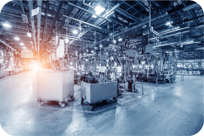 Modern manufacturing plant with industrial equipment and process automation